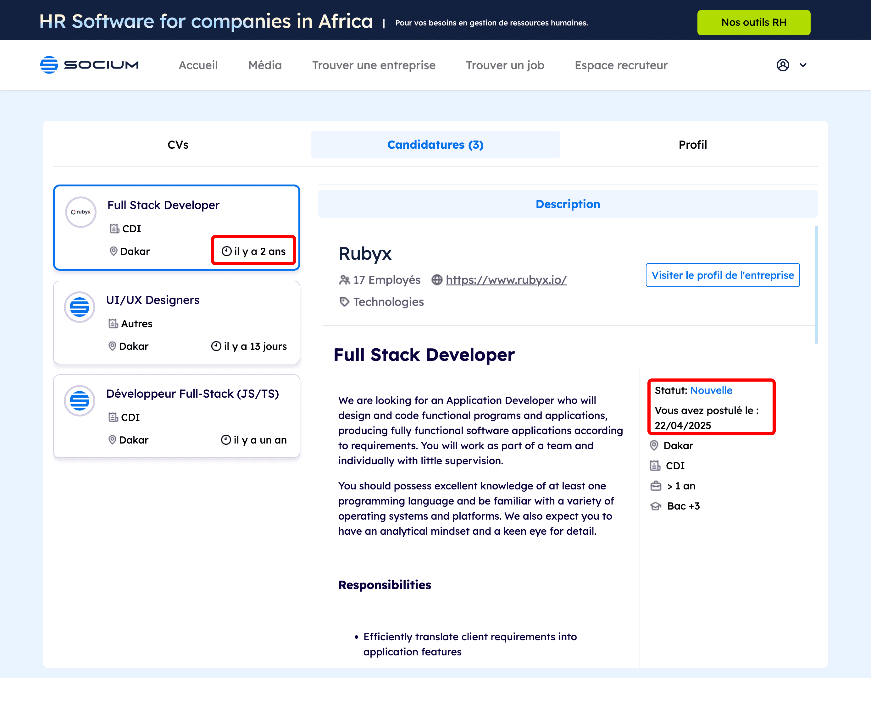 Candidate space on SociumJob